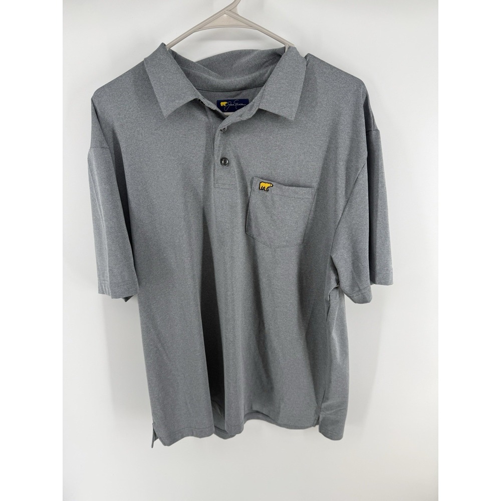 Jack Nicklaus Men's Polo Shirt Large Gray Golden Bear Golf Performance Stretch